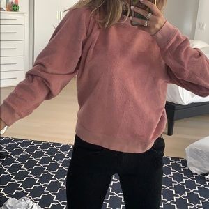 Pink fluffy crew neck